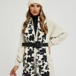 Szalik w kwiaty biały