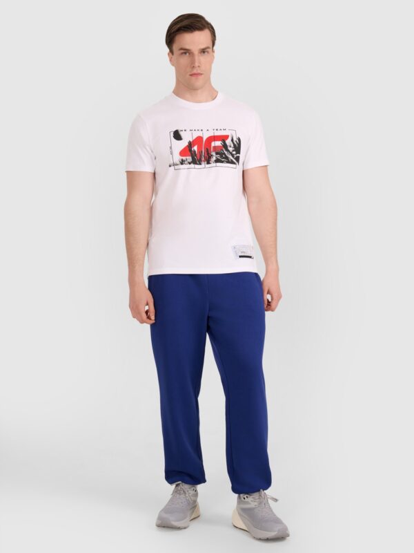 4F T-shirt regular z nadrukiem siatkarskim męski - biały