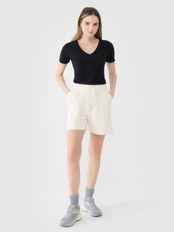 4F T-shirt slim gładki damski - czarny