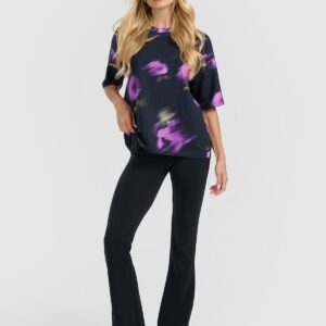 4F T-shirt oversize z nadrukiem damski - czarna