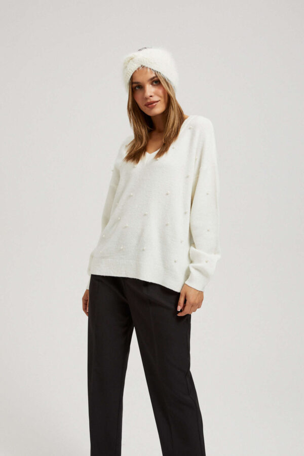 Ciepła opaska na głowę perłowa