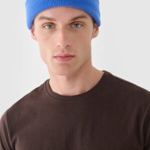 4F T-shirt regular gładki męski - brązowy