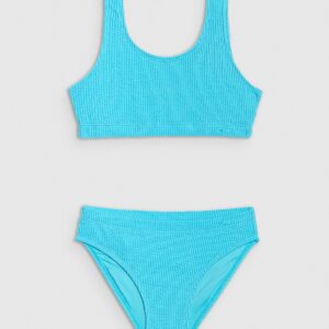 4F Kostium kąpielowy dwuczęściowy dziewczęcy - turkusowy 122/128 (6-8 lat)