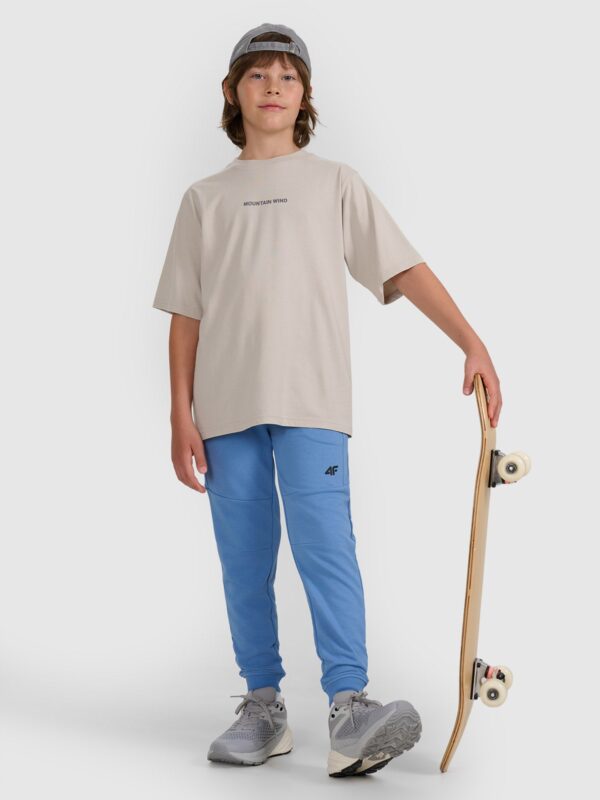 4F T-shirt oversize z nadrukiem chłopięcy - szary 122 (6-7 lat)