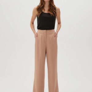 Eleganckie spodnie w kant jasnobrązowe