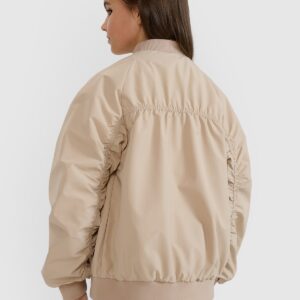 4F Kurtka przejściowa bomberka dziewczęca - beżowa 128 (7-8 lat)