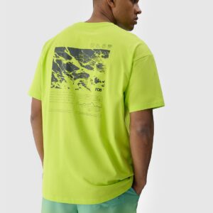 4F T-shirt oversize z nadrukiem męski - zielony