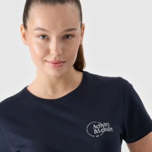 8b43234250d494bce7f81186b81d593efb313bae 4F T-shirt slim z nadrukiem damski - granatowy