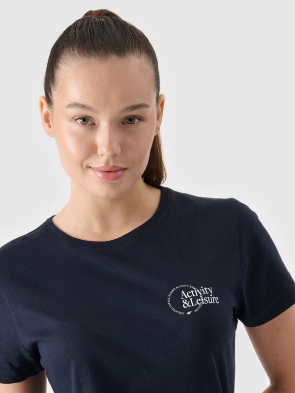8b43234250d494bce7f81186b81d593efb313bae 4F T-shirt slim z nadrukiem damski - granatowy