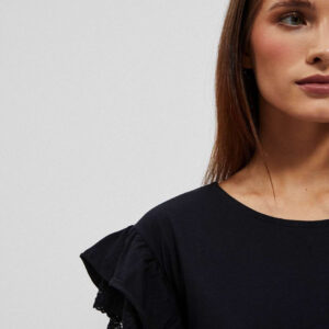 Bluzka z falbaną na ramionach czarna