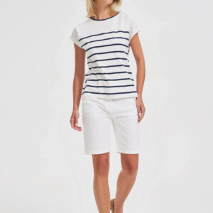 Bawełniane szorty z paskiem białe