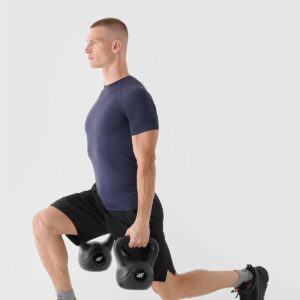 4F Koszulka treningowa bezszwowa szybkoschnąca męska 4F x Robert Lewandowski - granatowa