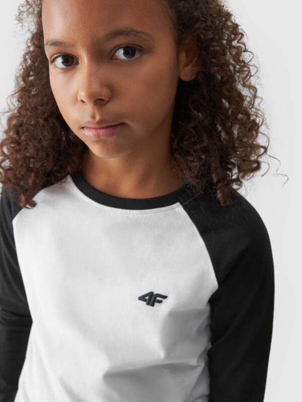 8bd9cb7121e631016a08069399b40269414252e3 4F Longsleeve regular gładki dziewczęcy - czarny 122 (6-7 lat)