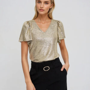 Bluzka z bufiastymi rękawami złota