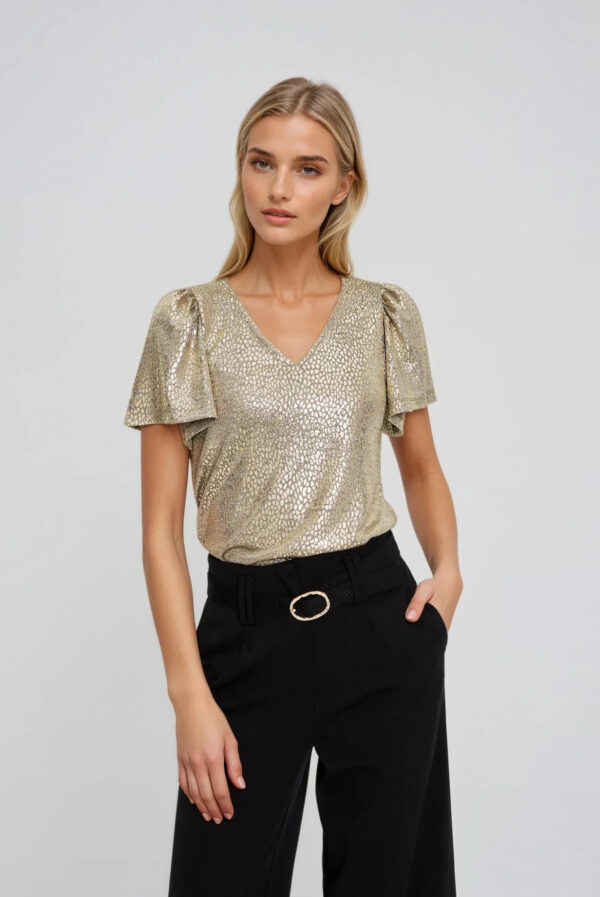 8c053b9c91e3c377e8a269815d463a3d0f07bbbc Bluzka z bufiastymi rękawami złota