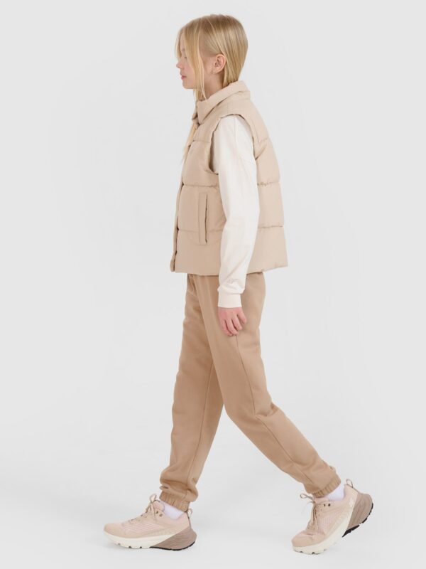 4F Bezrękawnik puchowy z wypełnieniem syntetycznym dziewczęcy - brązowy 128 (7-8 lat)