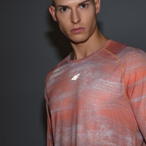 4F Koszulka rowerowa z długim rękawem męska - pomarańczowa