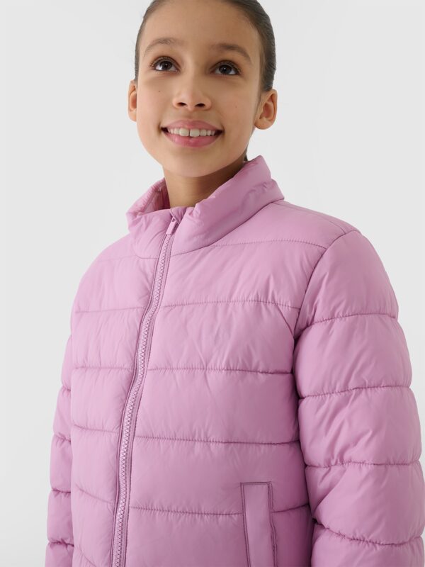 4F Kurtka puchowa z wypełnieniem syntetycznym dziewczęca - różowa 146 (10-11 lat)