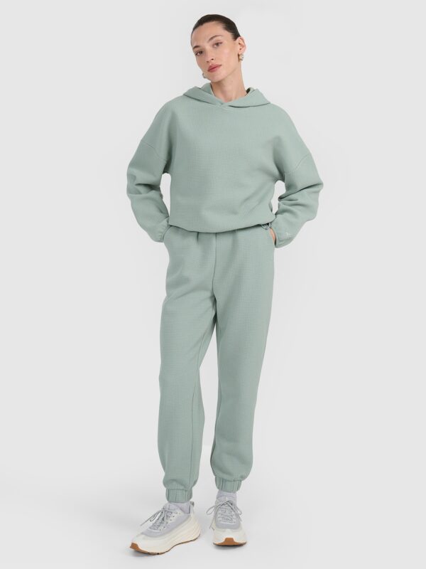 4F Bluza dresowa z waflowej dzianiny damska - turkusowa