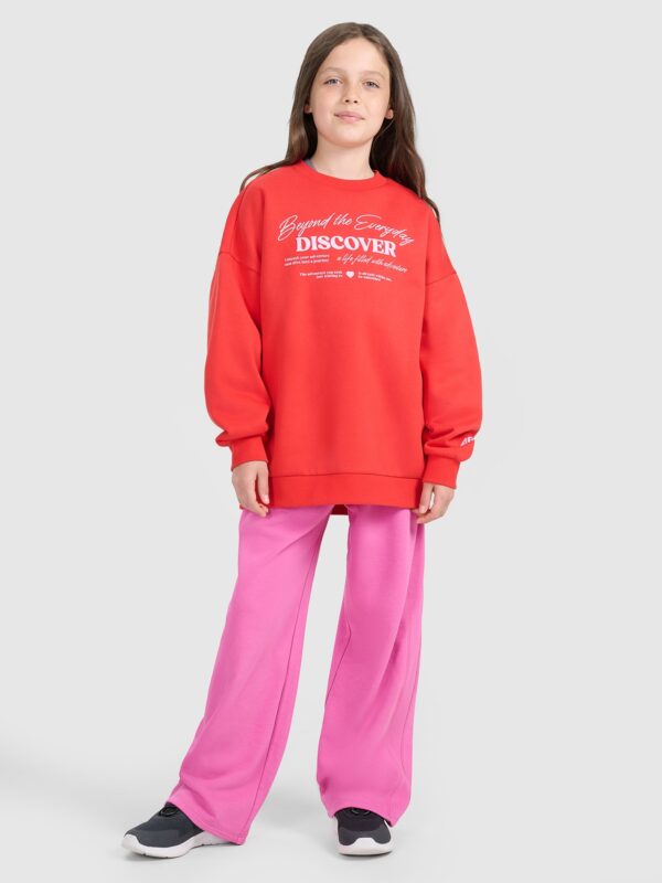 4F Bluza dresowa oversize nierozpinana bez kaptura dziewczęca - czerwona 128 (7-8 lat)
