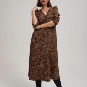 8dd97914fcfacc0a18631ed6062a0ac8c2021723 Sukienka midi w panterkę brązowa