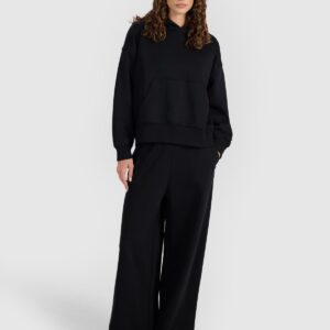 4F Bluza dresowa nierozpinana z kapturem damska - czarna