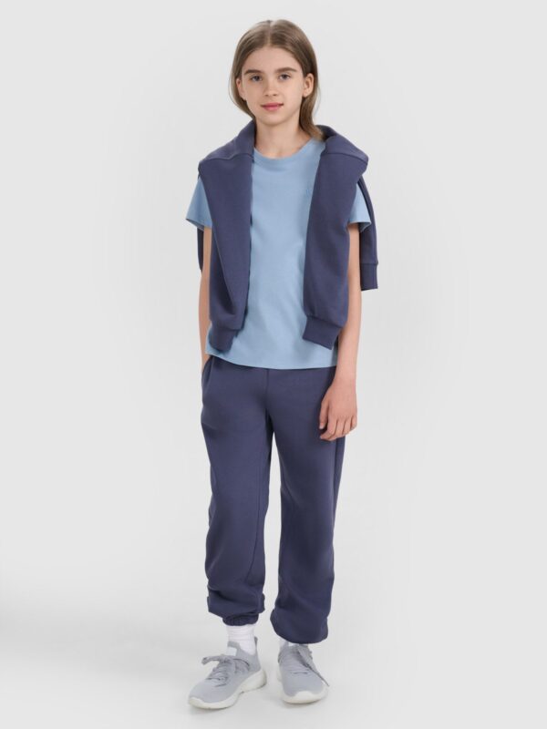 8e8a958f45e7b3021e9593fedf5c67a854e4c165 4F T-shirt regular gładki dziewczęcy - niebieski 122 (6-7 lat)