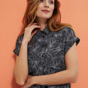 Koszula z wiskozy z roślinnym printe