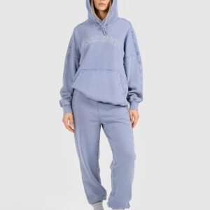 4F Bluza dresowa nierozpinana z kapturem damska - niebieska