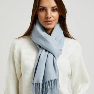 Gładki szalik z frędzlami niebieski