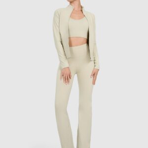 4F Spodnie treningowe szybkoschnące z prostymi nogawkami damskie - beżowe