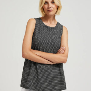 Bawełniany top w paski czarny