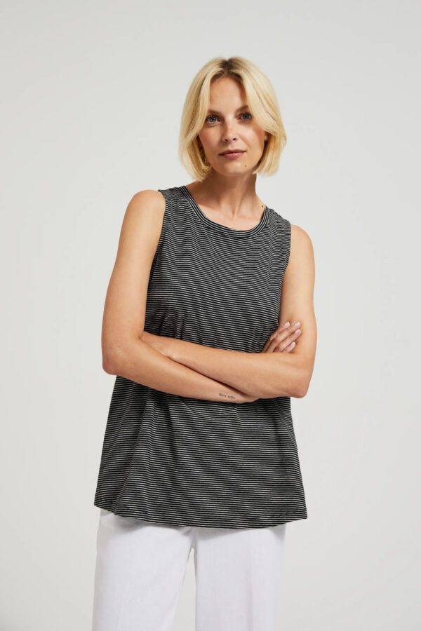 Bawełniany top w paski czarny