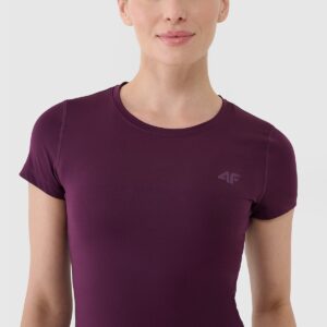 4F Koszulka treningowa regular szybkoschnąca damska - fioletowa