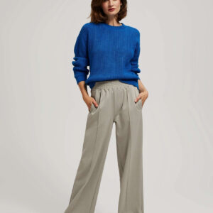 Spodnie w kant z szerokimi nogawkami brązowe