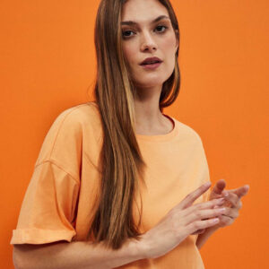 92ace7adc07b71de8f30c0f165f5d154451fd251 Gładki t-shirt brzoskwiniowy