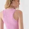 4F Crop top slim damski - pudrowy róż