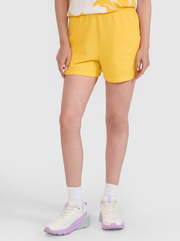 4F Spodenki dresowe z dzianiny waflowej damskie - żółte