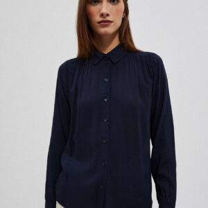 930424a15b0f8d4fe2dce4819e8ec2f2e1715130 Koszula z kołnierzykiem zapinana na guziki granatowa