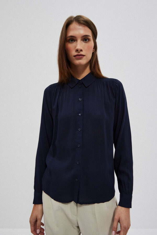 Koszula z kołnierzykiem zapinana na guziki granatowa