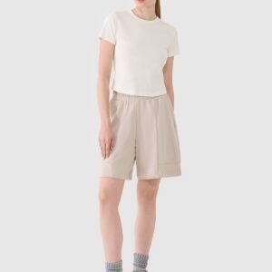 933b3d083b722eb514c1a6774bc7f19c0b20fc56 4F T-shirt slim z prążkowanej dzianiny damski - biały