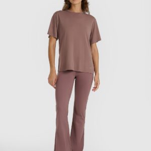 4F T-shirt oversize z modalem damski - brązowy