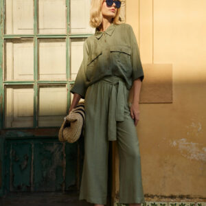 Spodnie kuloty z bawełny oliwkowe