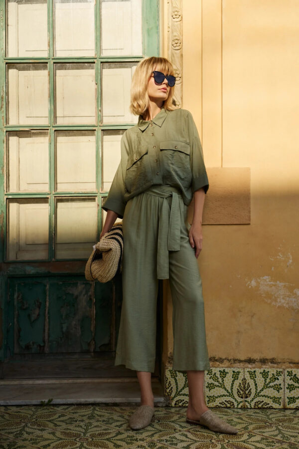 93980862263d447e94d3d248aabbe97051ccfbba Spodnie kuloty z bawełny oliwkowe