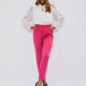 93cfc6fa14f49d9b661432733703896d1532adbe Spodnie cygaretki z paskiem różowe