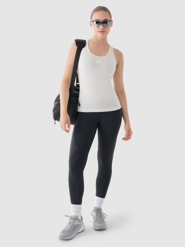 4F Top slim treningowy damski - beżowy