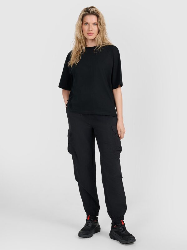 4F T-shirt oversize gładki damski - czarny