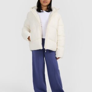 4F Kurtka puchowa z wypełnieniem syntetycznym dziewczęca - biała 122 (6-7 lat)