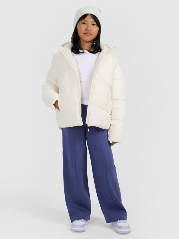 4F Kurtka puchowa z wypełnieniem syntetycznym dziewczęca - biała 122 (6-7 lat)