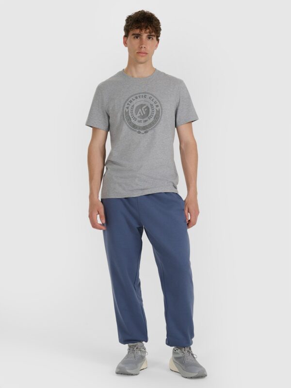 4F T-shirt regular z nadrukiem męski - szary